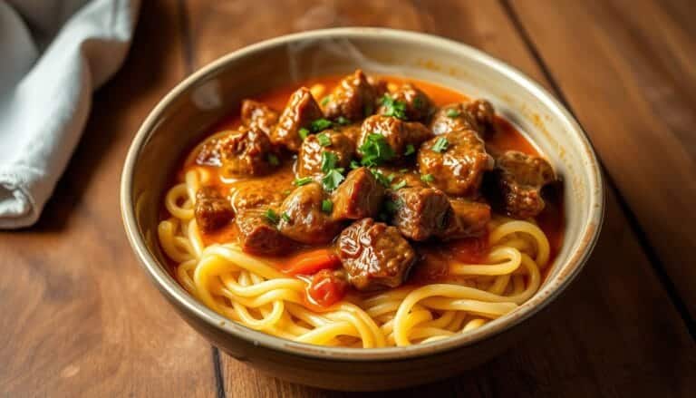 Creamy Beef Tips with Egg Noodles