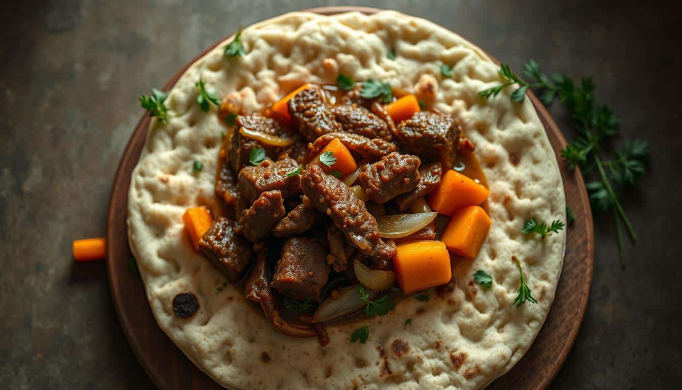 Paomo: Crumbled Flatbread, Mutton, and Veggies
